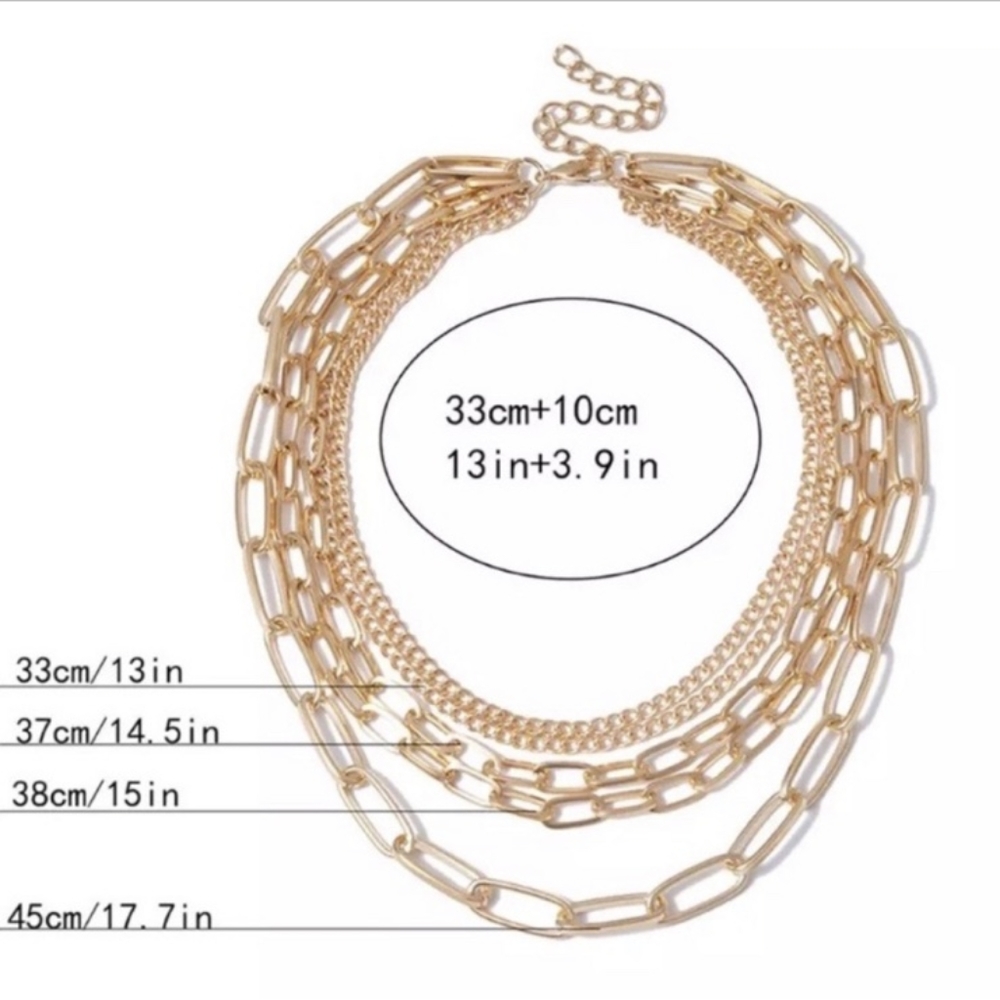 Multi Layered Gold Chain Punk Choker Necklace - Picture 5 of 5